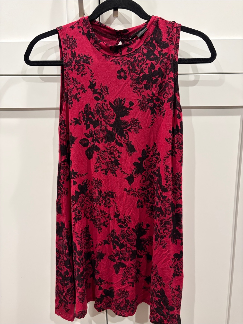 See You Monday Black Floral Knit Tank on Deep Pink